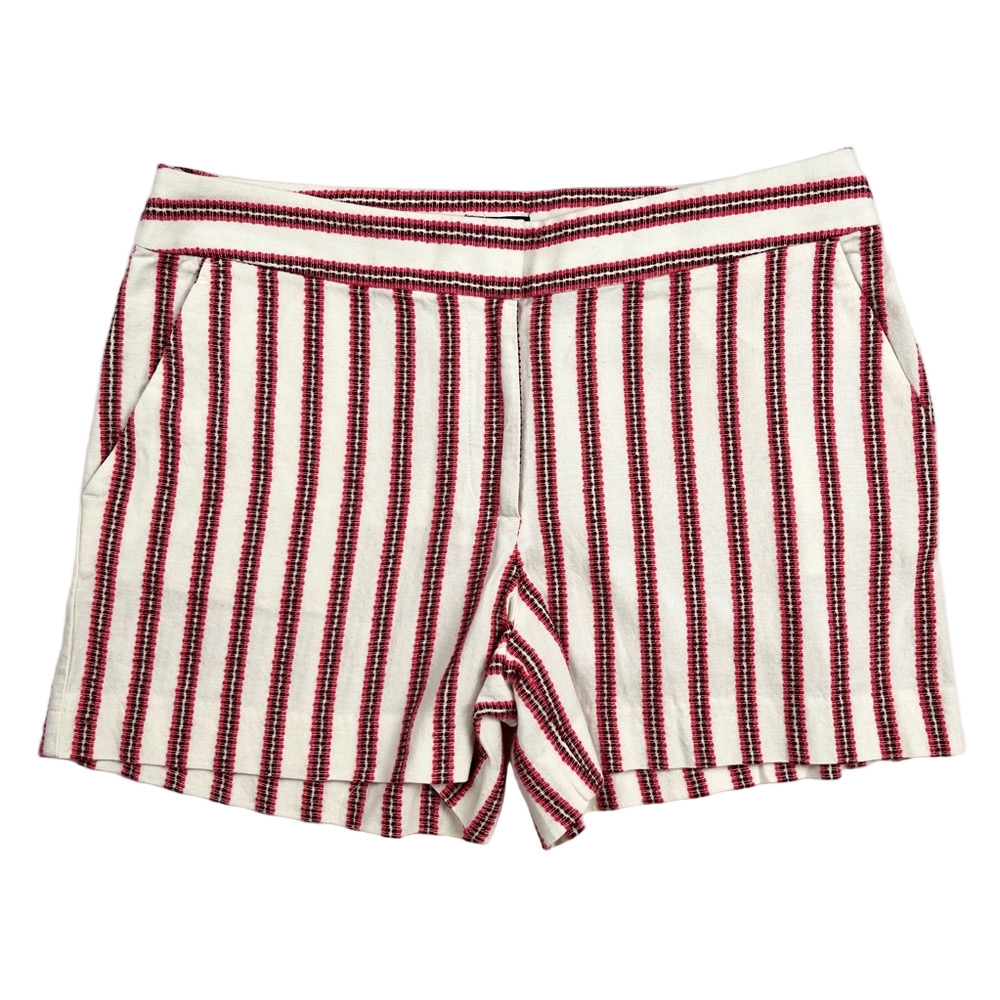 NWT Loft Textured Striped Maroon & Beige Women's Cotton Shorts Size 6